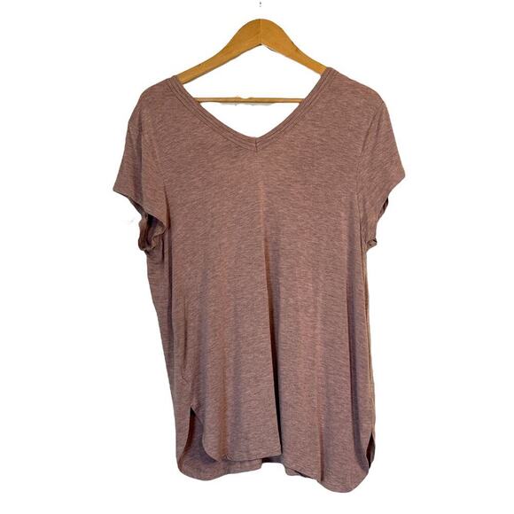 Nordstrom H by Bordeaux Women's Super Soft V-Neck Stretch Tee Size XL Pink Gray - Picture 7 of 9